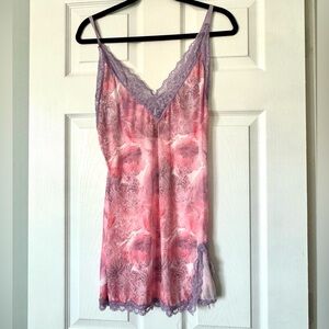 NWT Glitter Nordstrom Lace Trim Pink and Purple lingerie chemise set medium
